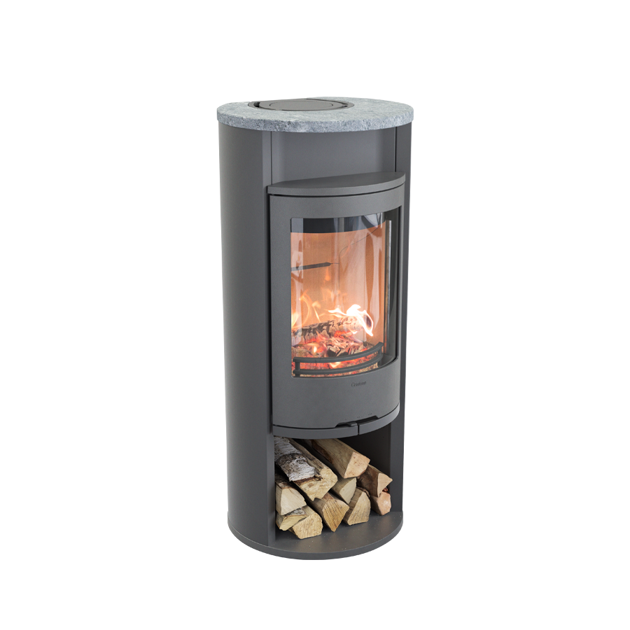 Contura 610 Style, Schwedenofen, Stahl, Gusseisenfront, Speckstein-Abdeckung, Warmhaltefach, Grau