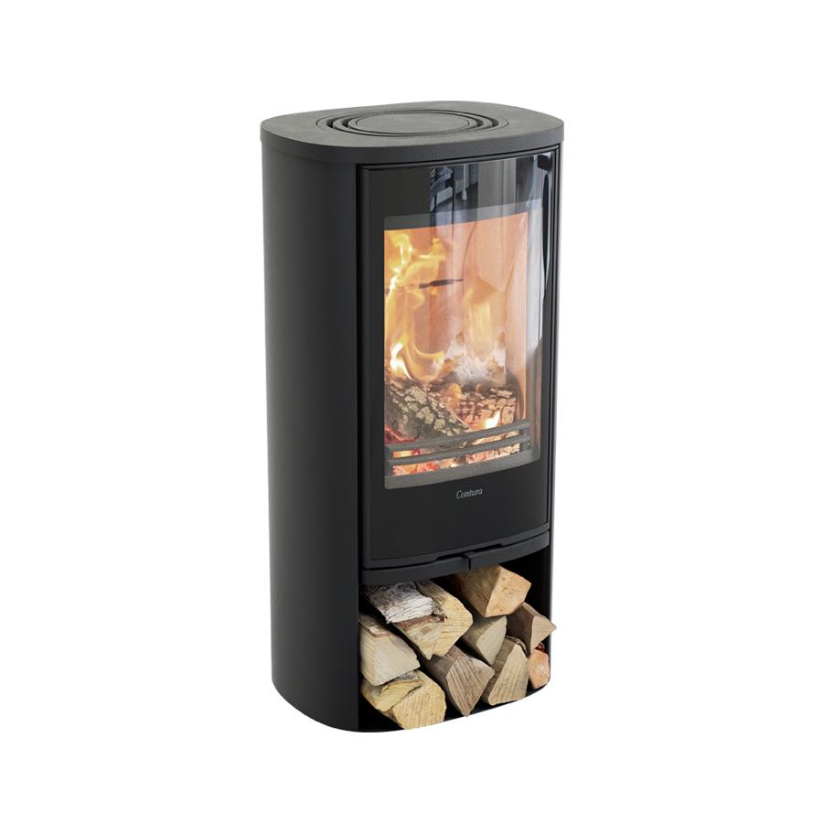 Contura 810 Style, Schwedenofen, Glasfront, Aluminium, Schwarz