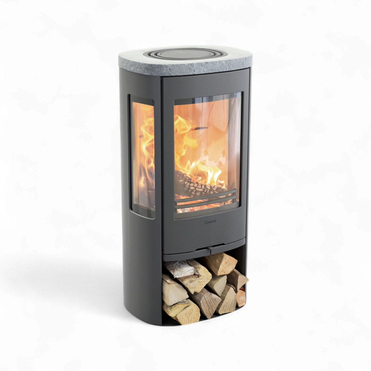 Contura 856 Style, Schwedenofen, Stahl, Gusseisenfront, Speckstein, Grau