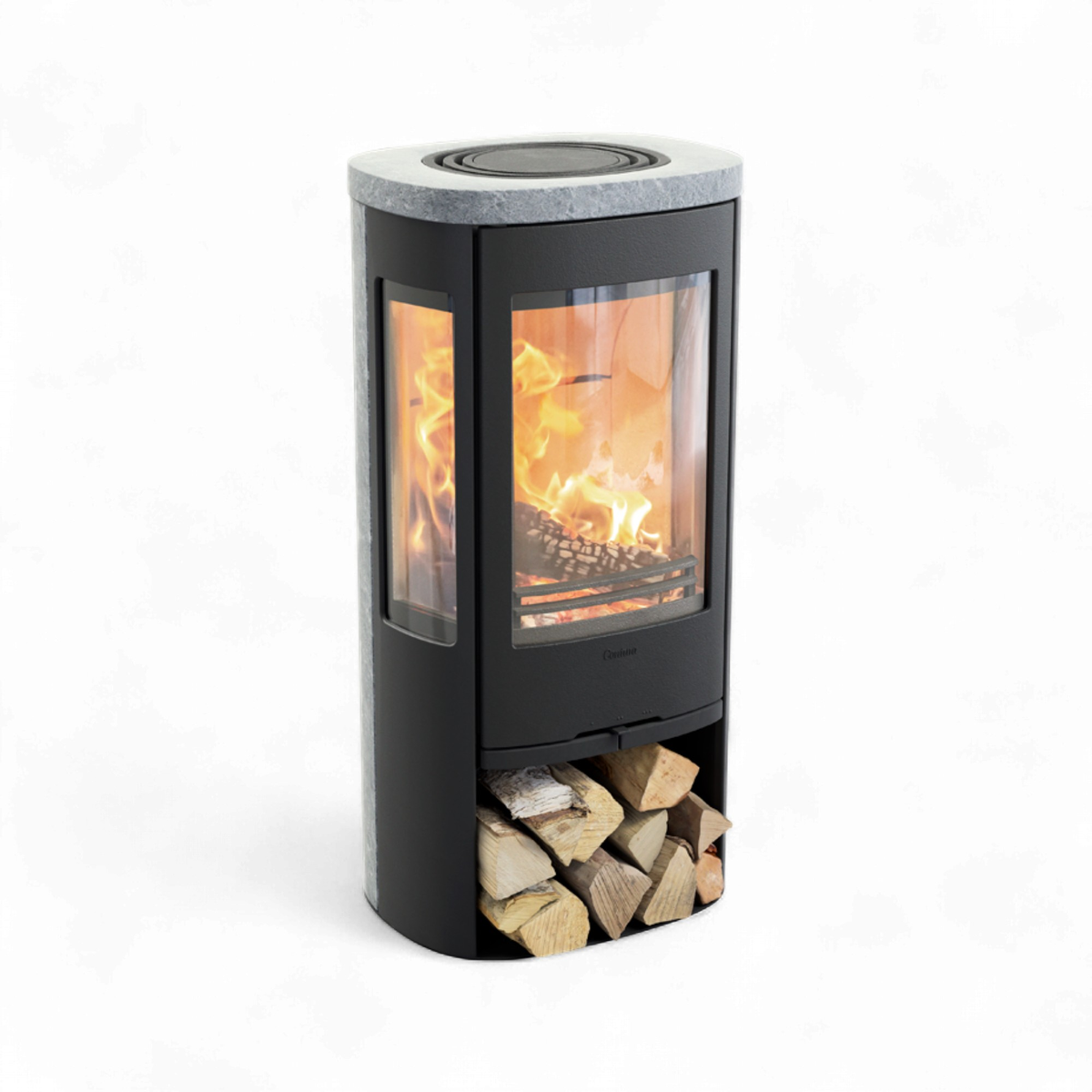 Contura 856 Style, Schwedenofen, Speckstein, Gusseisenfront, Serienmässig, Schwarz