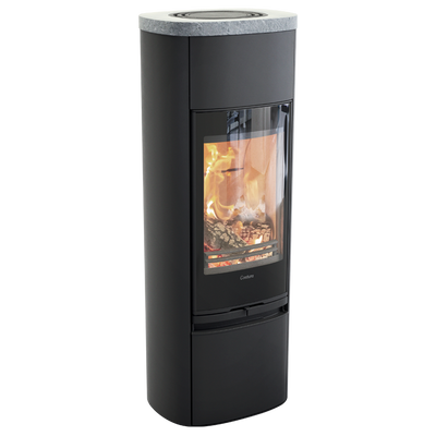 Contura 890 Style, Schwedenofen, Stahl, Glasfront, Speckstein, Schwarz