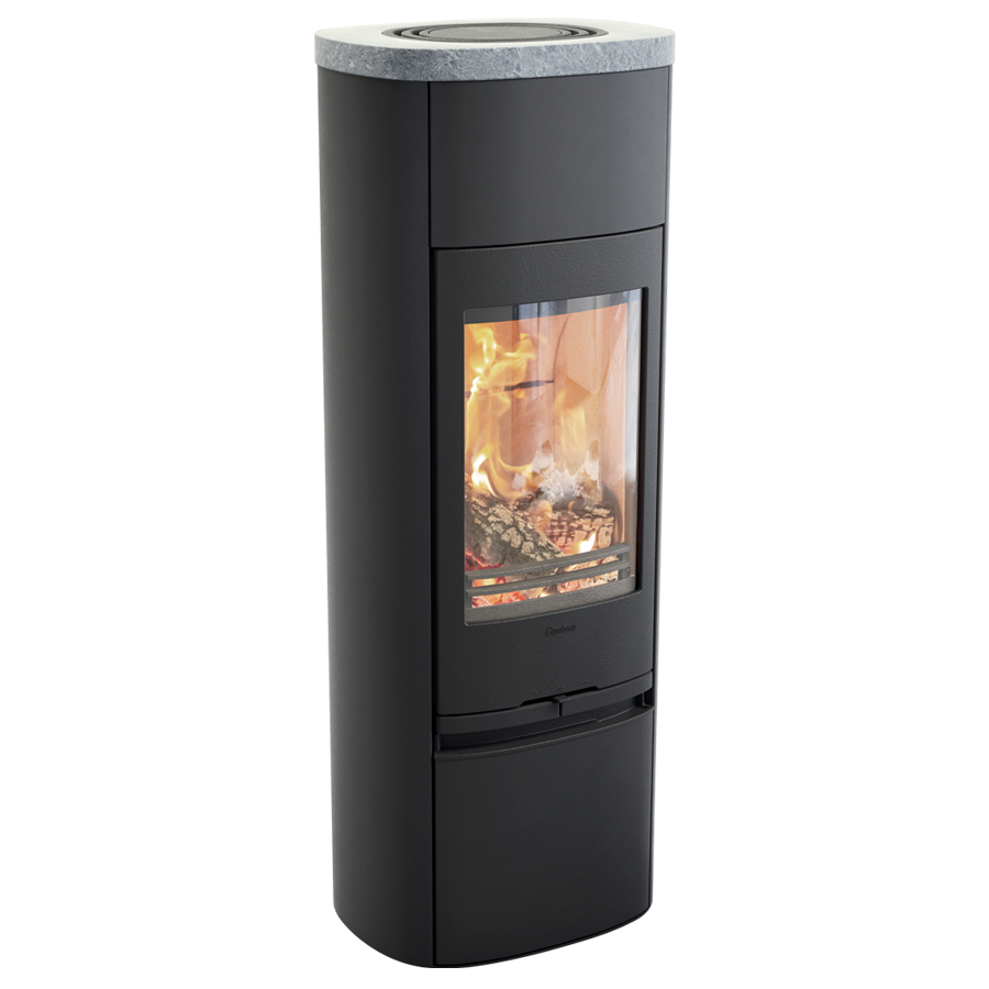 Contura 890 Style, Schwedenofen, Stahl, Gusseisenfront, Speckstein, Schwarz