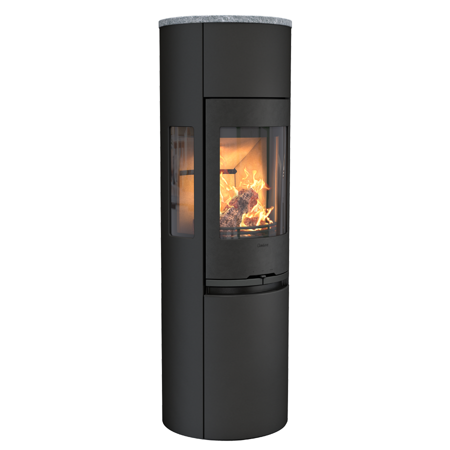 Contura 596 Style, Schwedenofen, Stahl, Gusseisenfront, Speckstein, Schwarz