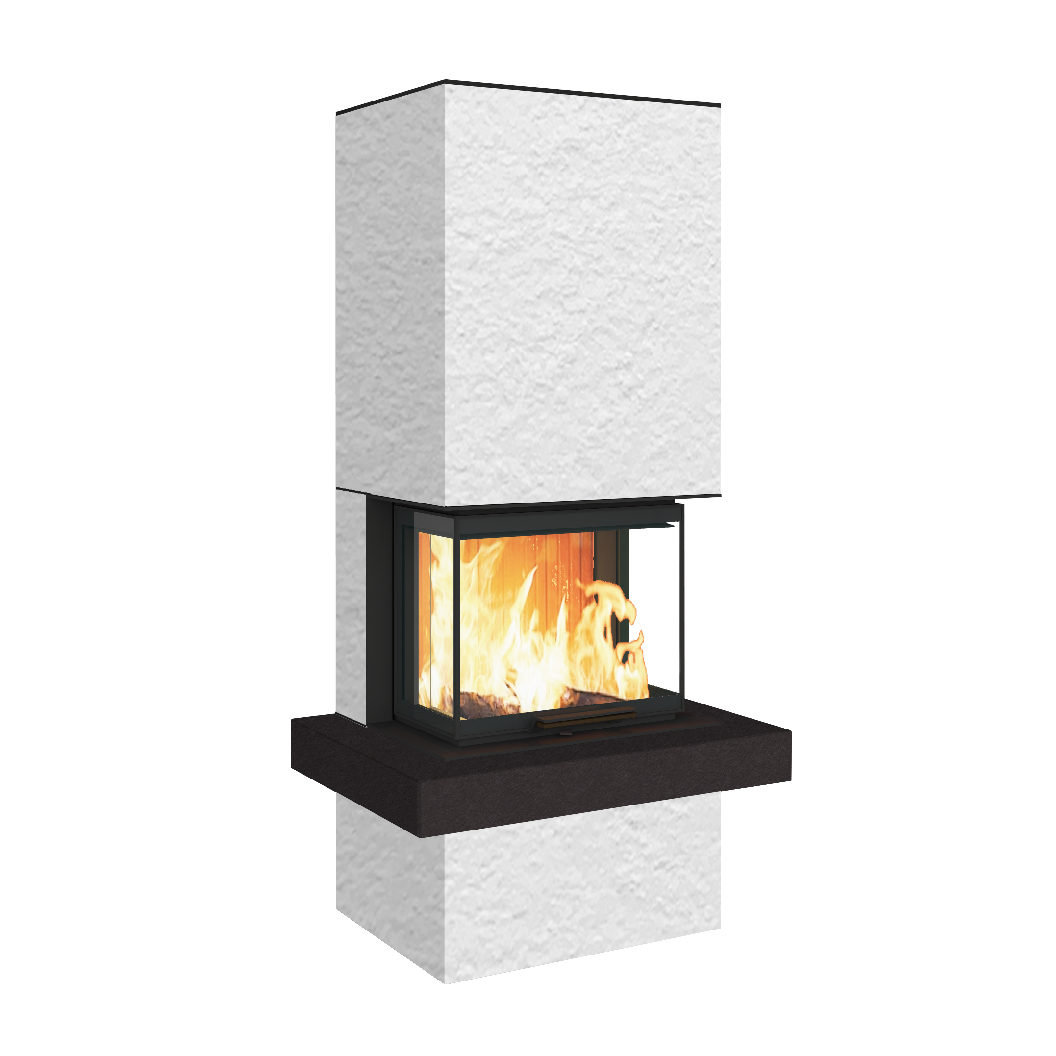 Neocube P14 FLR - Keramik Ober- und Unterteil Just White, Sims umlaufend Nero Zimbabwe