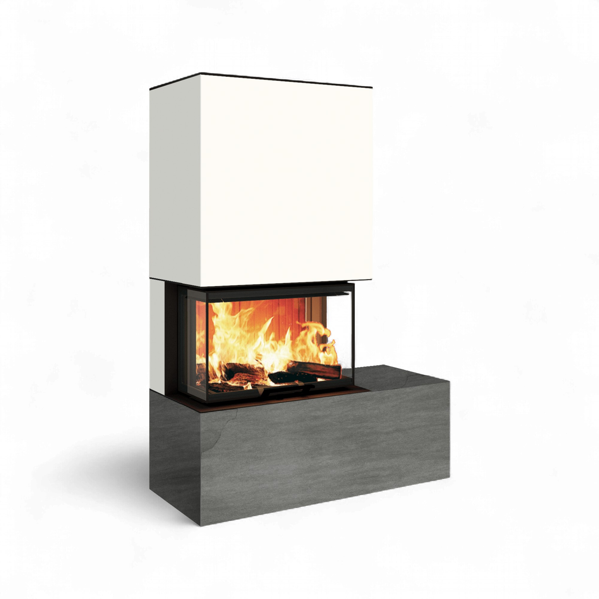 Neocube P22 Keramik Arctic White Unterteil, Cheminée-Einsatz