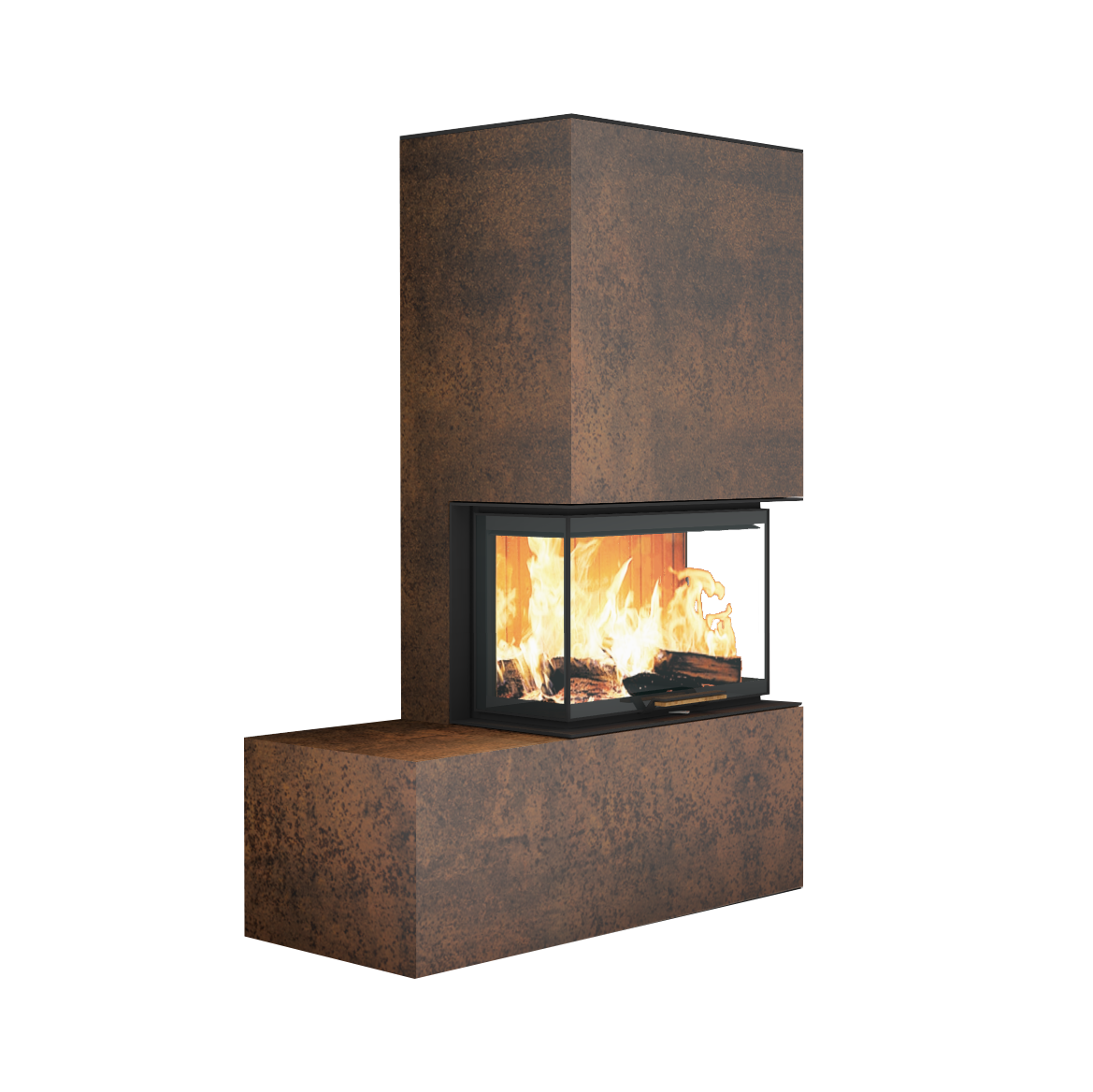 Neocube P23 - Keramik Oberteil und Unterteil Iron Corten Bank links