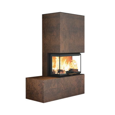Neocube P23 - Keramik Oberteil und Unterteil Iron Corten Bank links