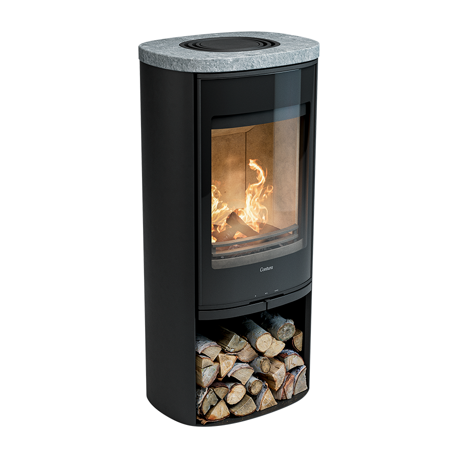 Contura 910G Style, Schwedenofen, Speckstein Abdeckung, schwarz