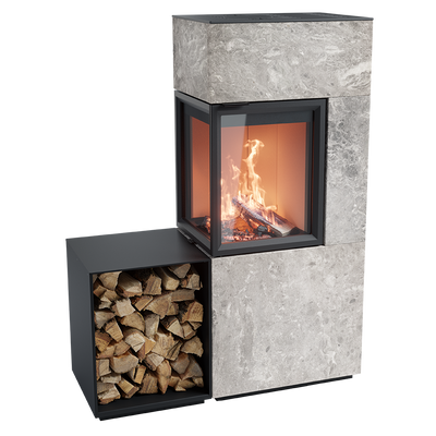 Contura 420T, Schwedenofen, linksbündig mit hellem Thermotte und Holzfach