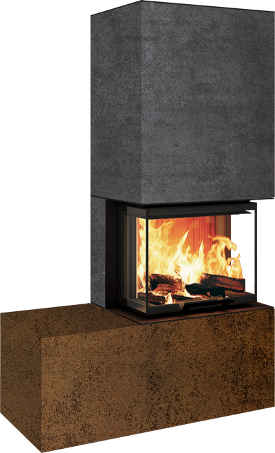 Neocube P13 FLR - Keramik Oberteil Phedra, Unterteil Nero Zimbabwe, Bank links