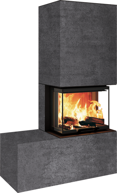 Neocube P13 FLR - Keramik Oberteil Phedra, Unterteil Nero Zimbabwe, Bank links