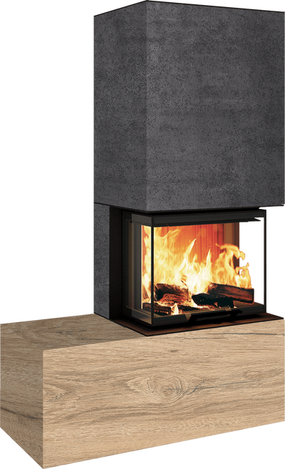 Neocube P13 FLR - Keramik Oberteil Phedra, Unterteil Nero Zimbabwe, Bank links