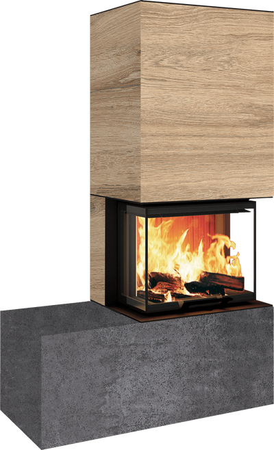 Neocube P13 FLR - Keramik Oberteil Phedra, Unterteil Nero Zimbabwe, Bank links