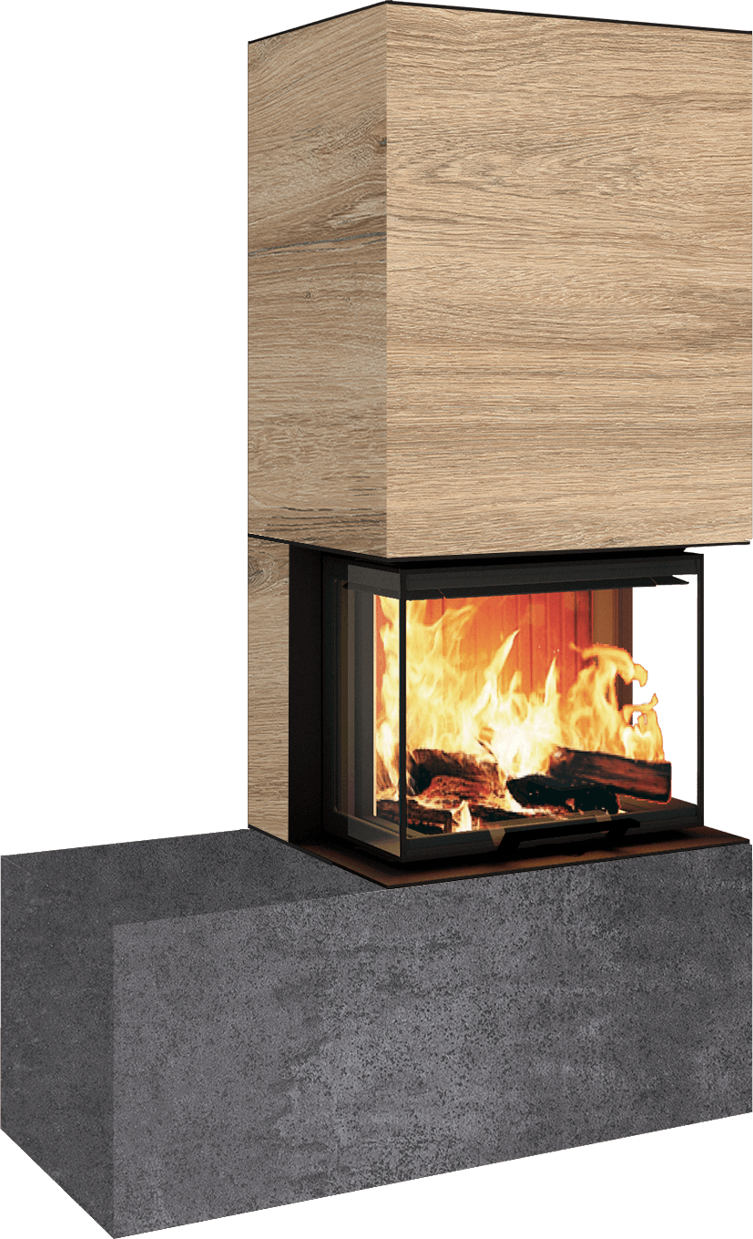 Neocube P13 FLR - Keramik Oberteil Phedra, Unterteil Nero Zimbabwe, Bank links