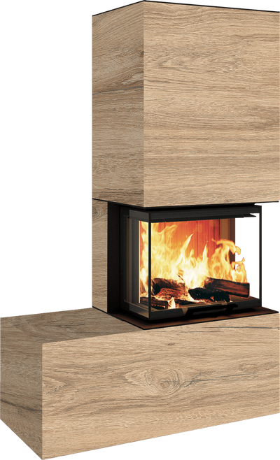 Neocube P13 FLR - Keramik Oberteil Phedra, Unterteil Nero Zimbabwe, Bank links