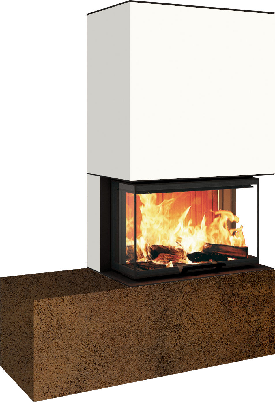Neocube P23 - Keramik Oberteil und Unterteil Iron Corten Bank links