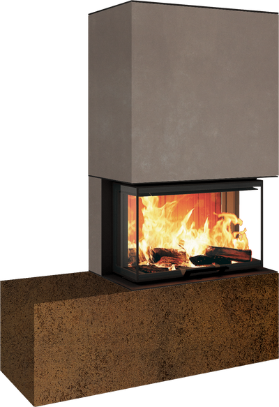 Neocube P23 - Keramik Oberteil und Unterteil Iron Corten Bank links