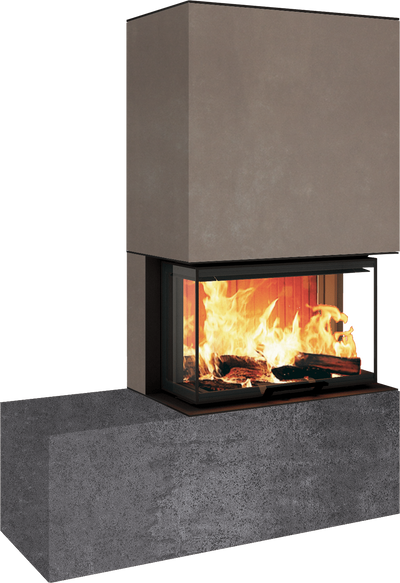 Neocube P23 - Keramik Oberteil und Unterteil Iron Corten Bank links