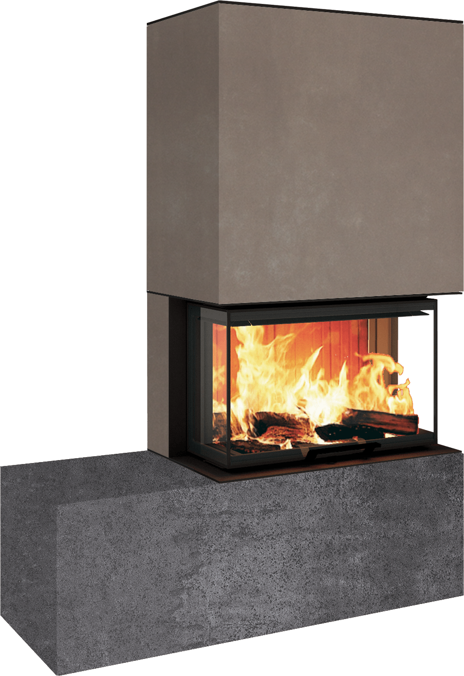 Neocube P23 - Keramik Oberteil und Unterteil Iron Corten Bank links