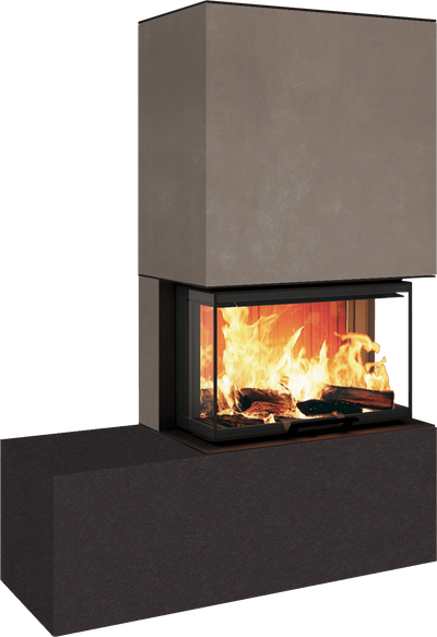 Neocube P23 - Keramik Oberteil und Unterteil Iron Corten Bank links