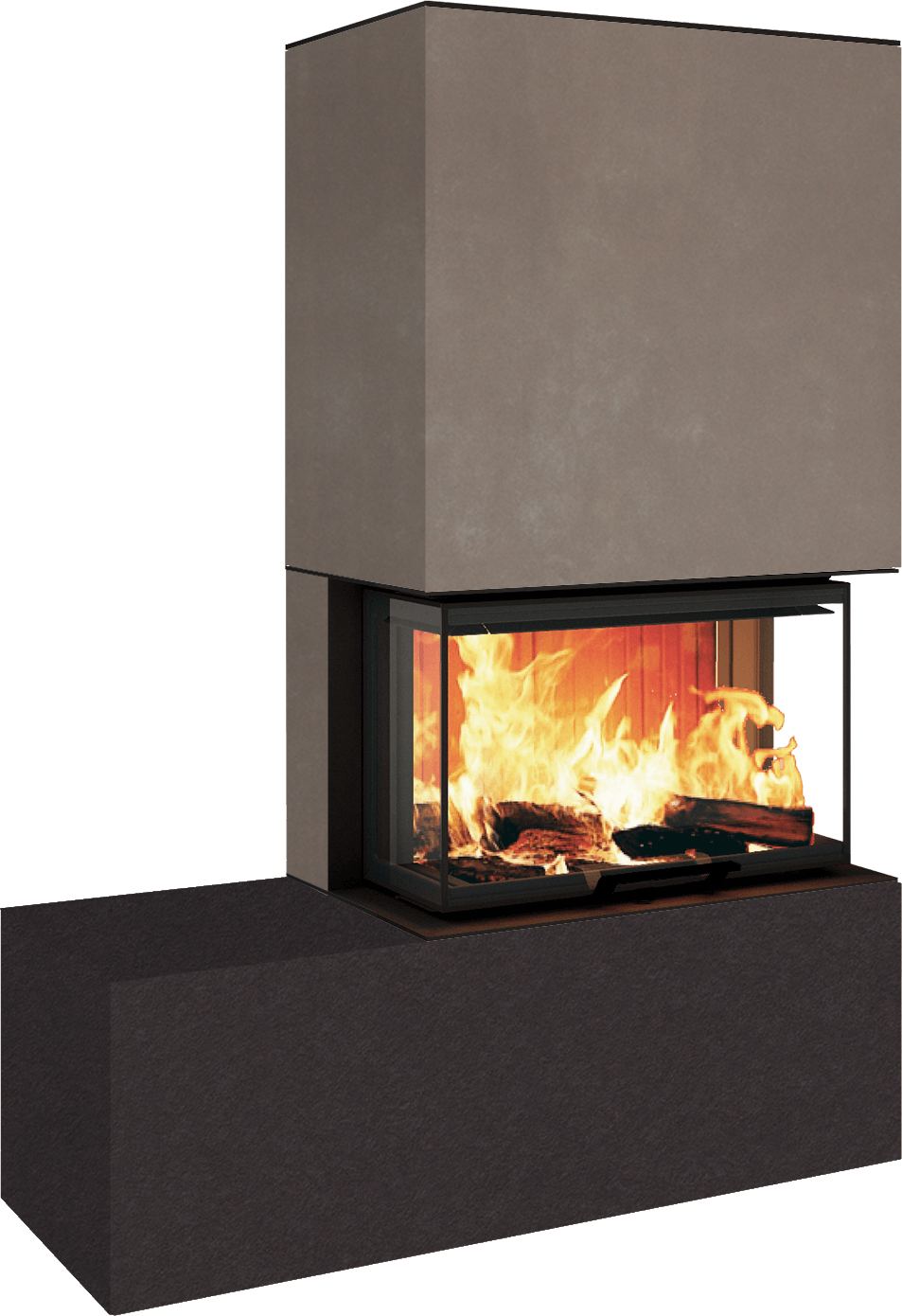 Neocube P23 - Keramik Oberteil und Unterteil Iron Corten Bank links