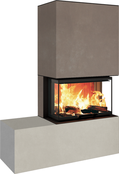 Neocube P23 - Keramik Oberteil und Unterteil Iron Corten Bank links