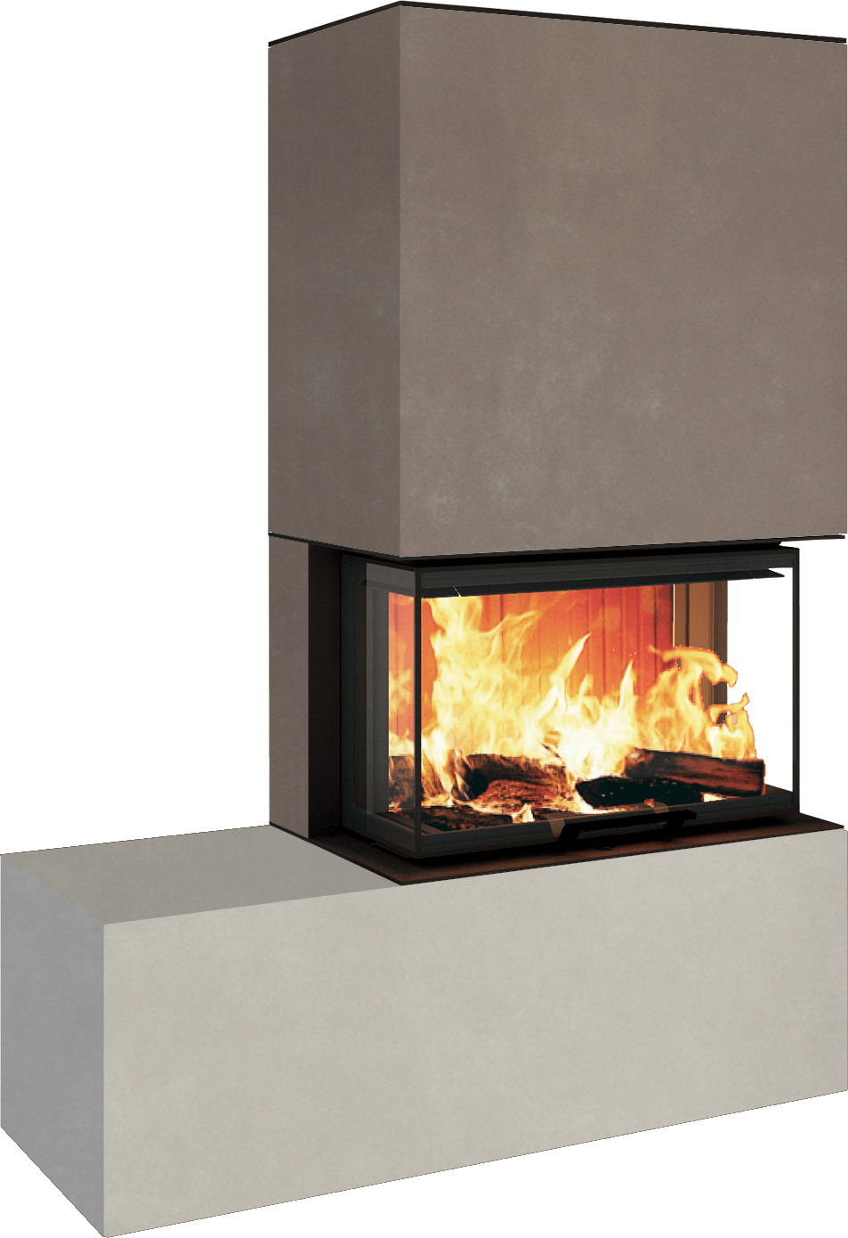 Neocube P23 - Keramik Oberteil und Unterteil Iron Corten Bank links