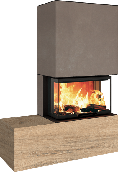 Neocube P23 - Keramik Oberteil und Unterteil Iron Corten Bank links