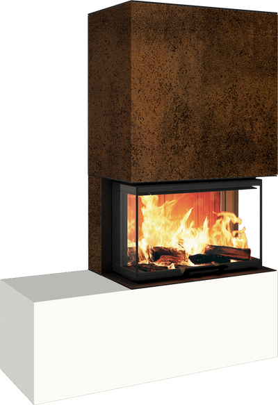 Neocube P23 - Keramik Oberteil und Unterteil Iron Corten Bank links