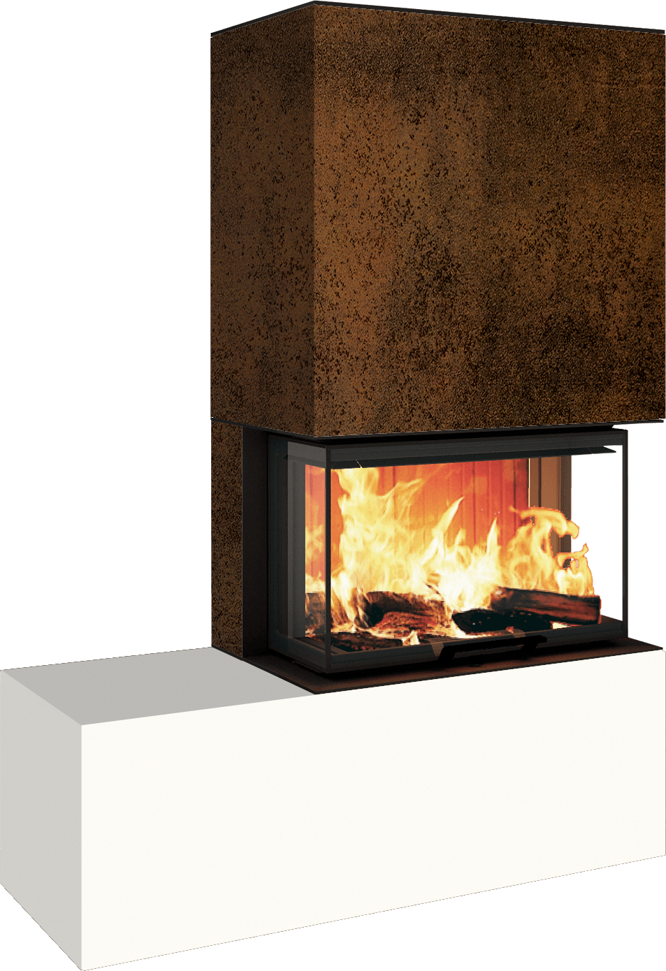 Neocube P23 - Keramik Oberteil und Unterteil Iron Corten Bank links