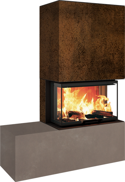 Neocube P23 - Keramik Oberteil und Unterteil Iron Corten Bank links