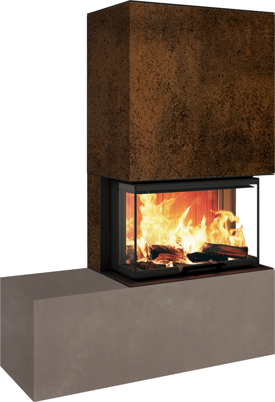 Neocube P23 - Keramik Oberteil und Unterteil Iron Corten Bank links
