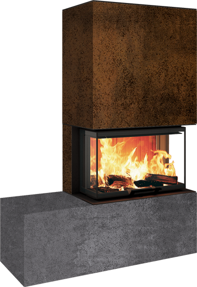 Neocube P23 - Keramik Oberteil und Unterteil Iron Corten Bank links
