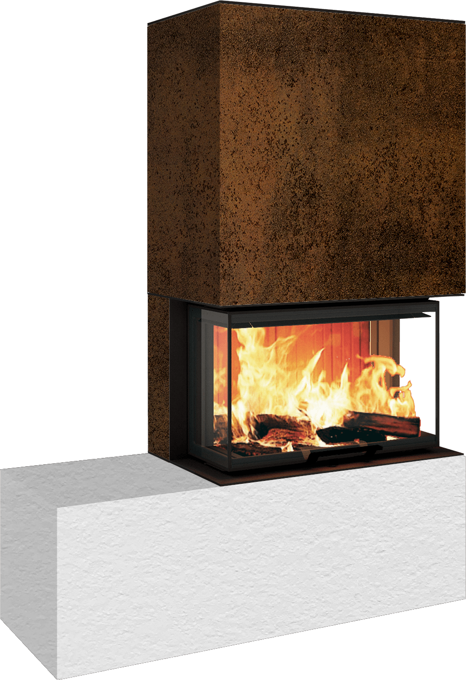 Neocube P23 - Keramik Oberteil und Unterteil Iron Corten Bank links