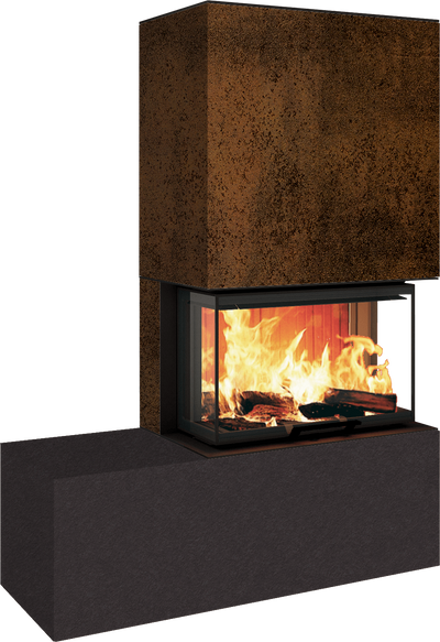 Neocube P23 - Keramik Oberteil und Unterteil Iron Corten Bank links