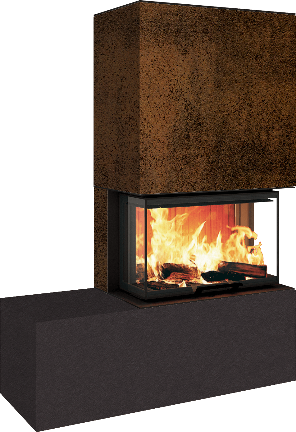 Neocube P23 - Keramik Oberteil und Unterteil Iron Corten Bank links