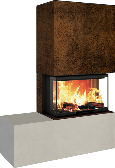 Neocube P23 - Keramik Oberteil und Unterteil Iron Corten Bank links