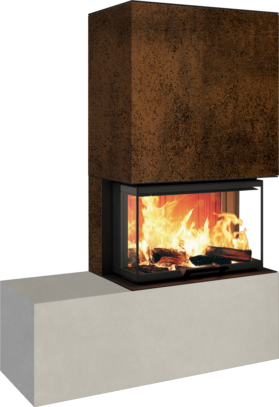 Neocube P23 - Keramik Oberteil und Unterteil Iron Corten Bank links