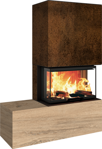 Neocube P23 - Keramik Oberteil und Unterteil Iron Corten Bank links