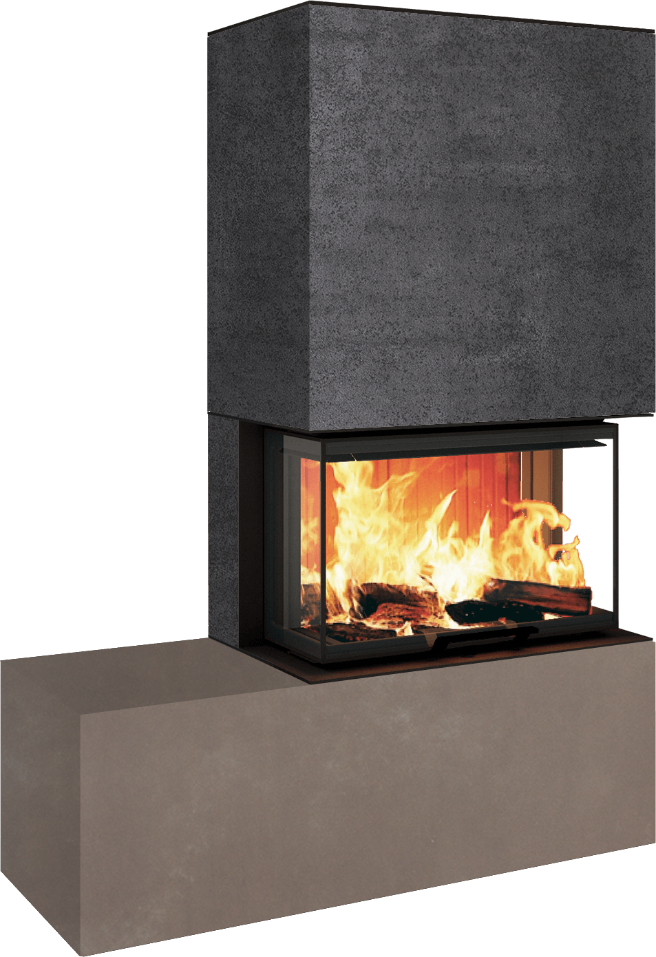 Neocube P23 - Keramik Oberteil und Unterteil Iron Corten Bank links