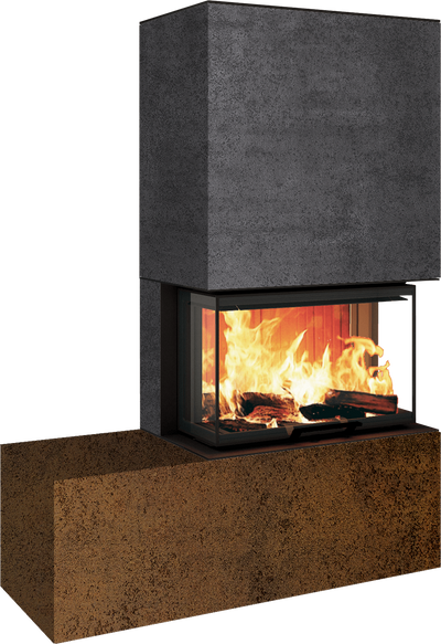 Neocube P23 - Keramik Oberteil und Unterteil Iron Corten Bank links