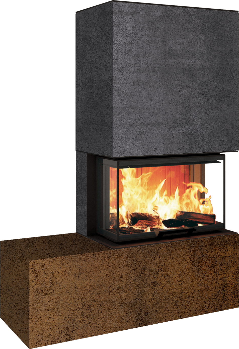 Neocube P23 - Keramik Oberteil und Unterteil Iron Corten Bank links