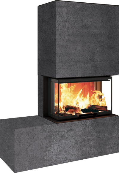 Neocube P23 - Keramik Oberteil und Unterteil Iron Corten Bank links