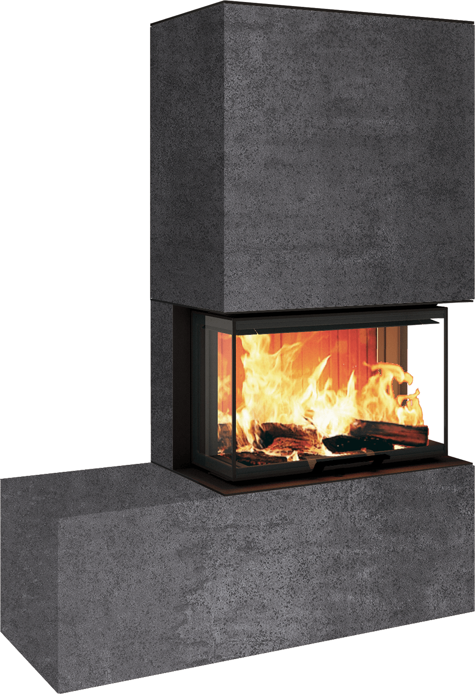Neocube P23 - Keramik Oberteil und Unterteil Iron Corten Bank links