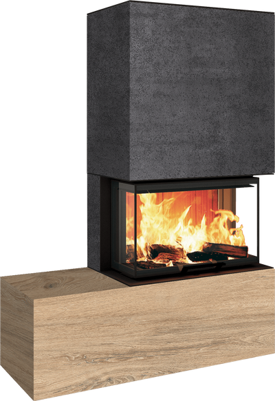 Neocube P23 - Keramik Oberteil und Unterteil Iron Corten Bank links