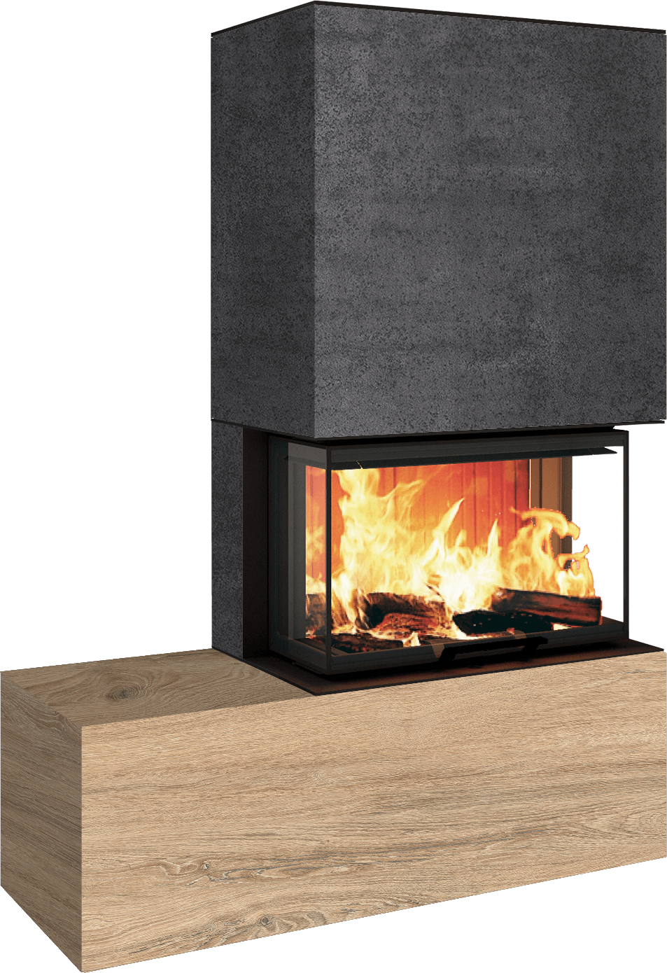 Neocube P23 - Keramik Oberteil und Unterteil Iron Corten Bank links
