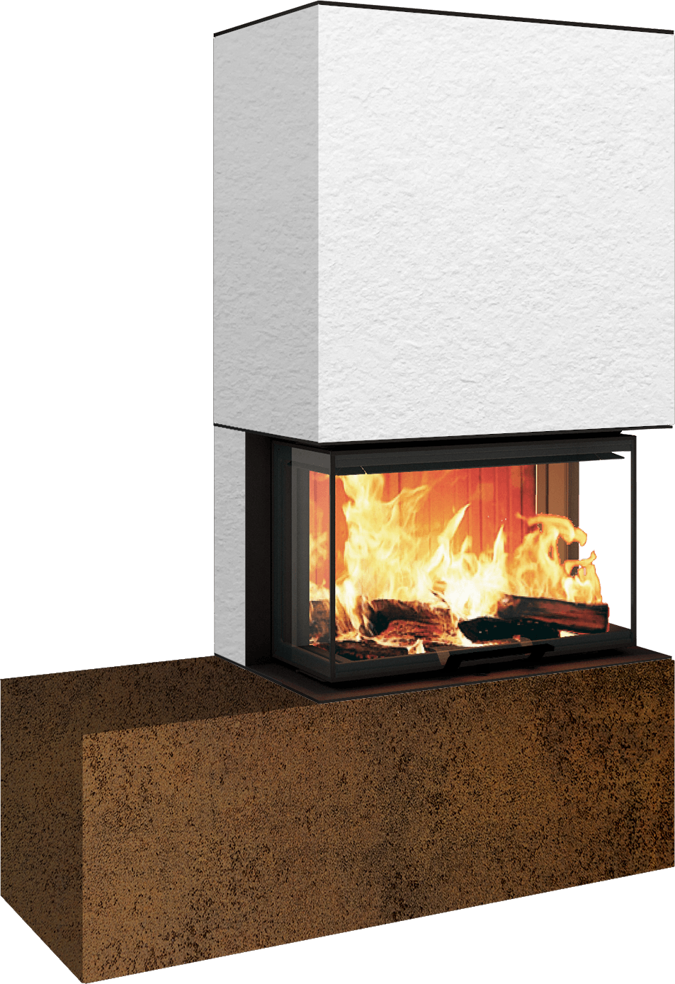 Neocube P23 - Keramik Oberteil und Unterteil Iron Corten Bank links