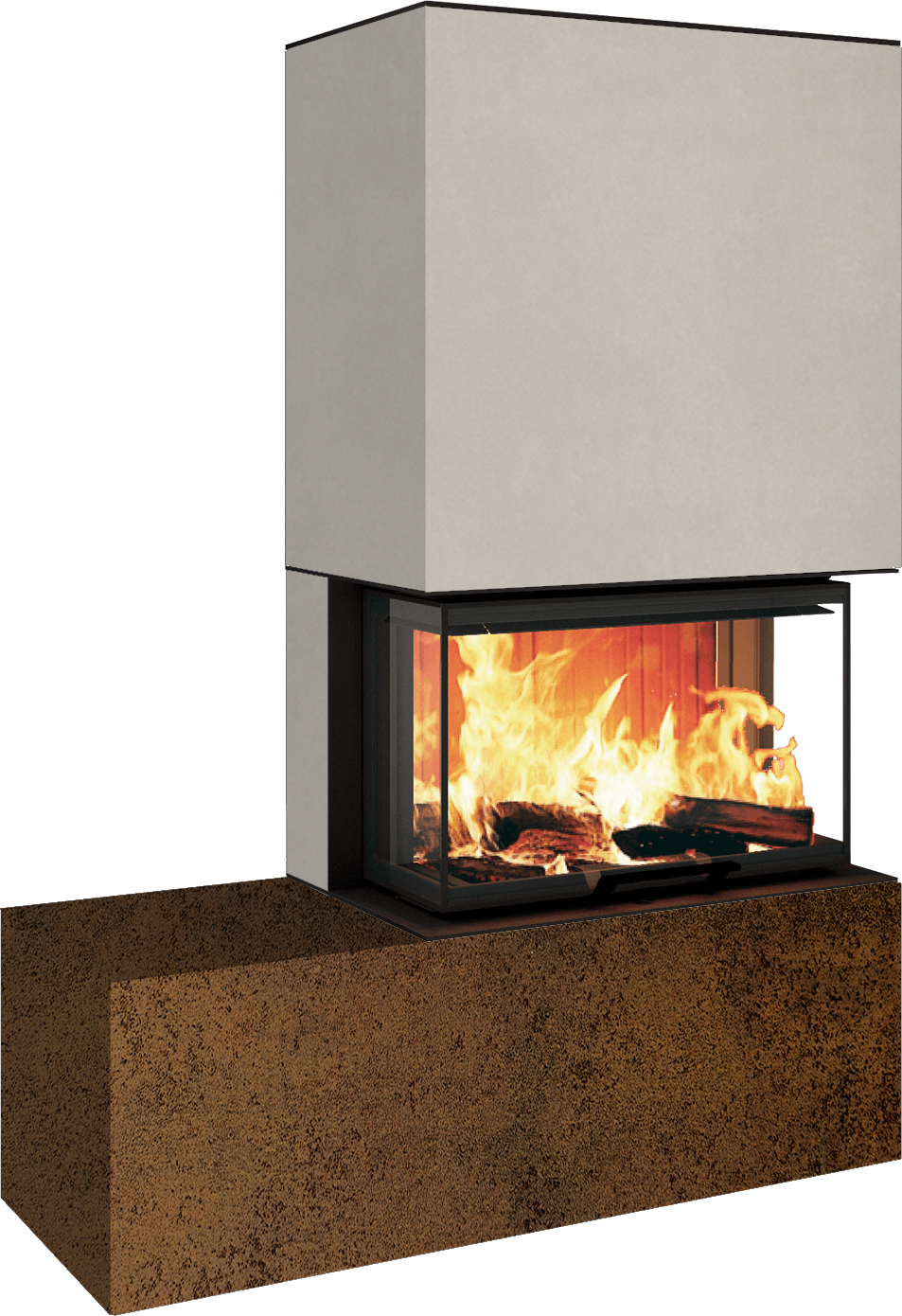 Neocube P23 - Keramik Oberteil und Unterteil Iron Corten Bank links