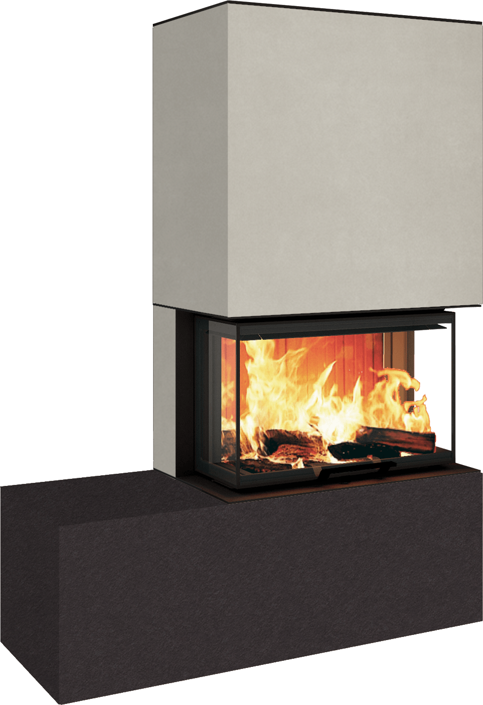 Neocube P23 - Keramik Oberteil und Unterteil Iron Corten Bank links
