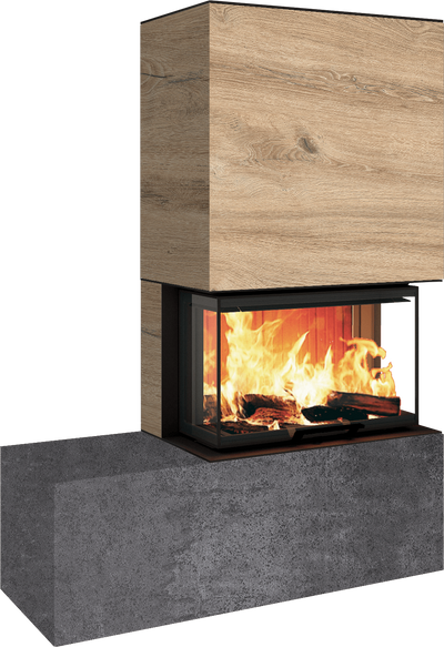 Neocube P23 - Keramik Oberteil und Unterteil Iron Corten Bank links